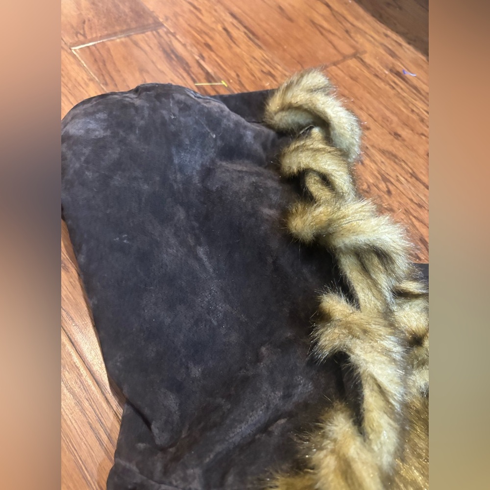 Vintage y2k Dennis Basso Genuine Leather Faux Fur Trim Coat – Size 2X - Picture 7 of 13